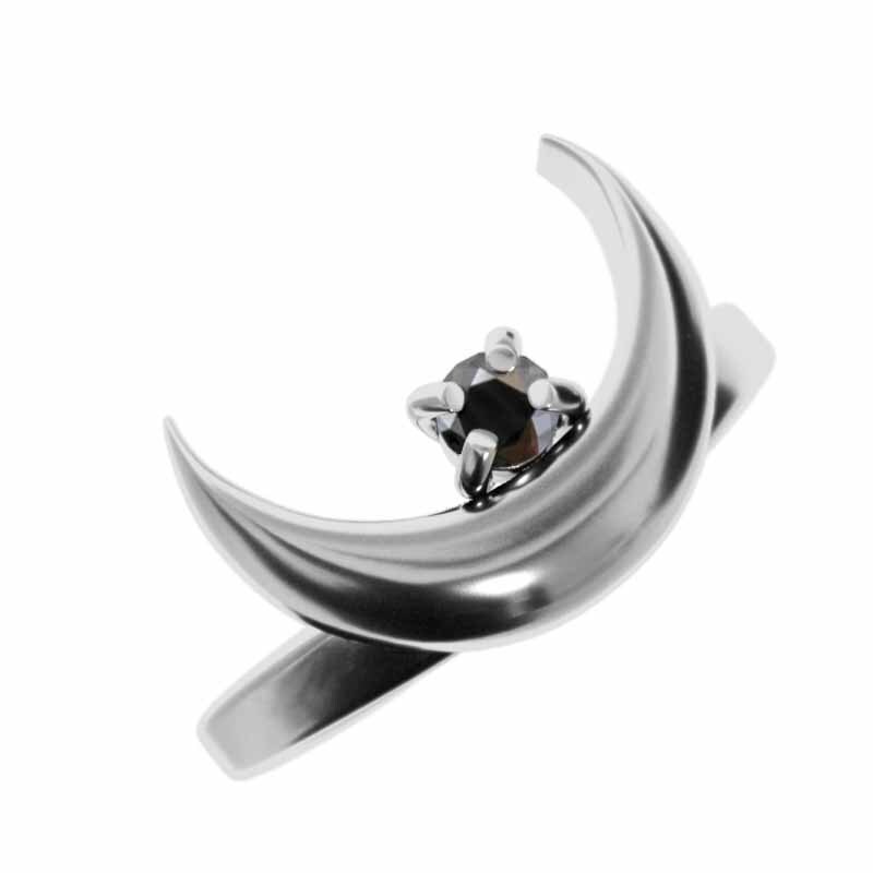 最新の激安 指輪 k10ホワイトゴールド 一粒 4月の ブラックダイヤ(黒ダイヤ) ゴールド