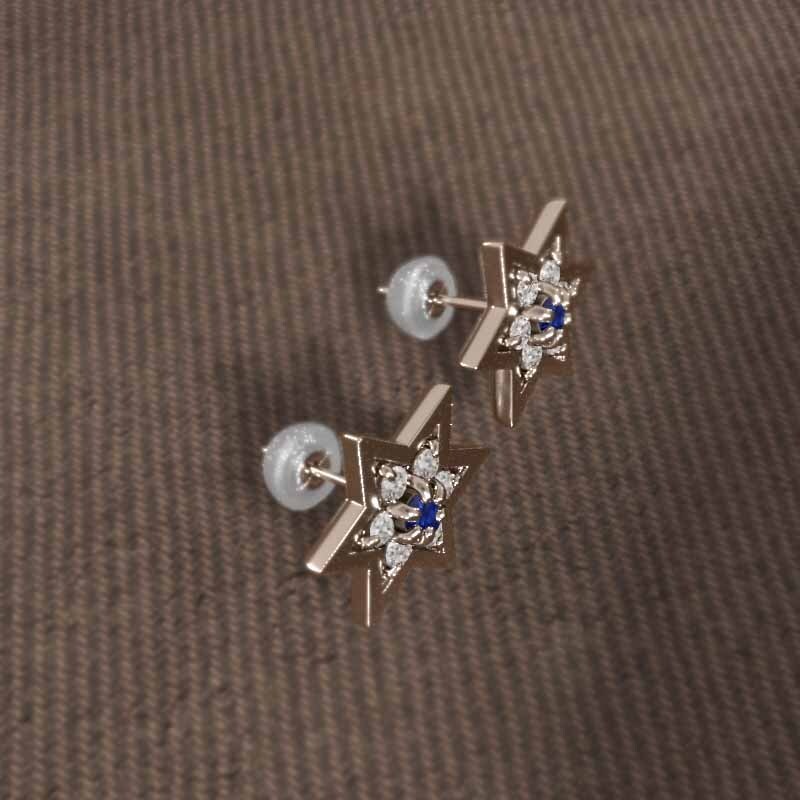2024公式店舗 ペアピアス ブルーサファイア 天然ダイヤモンド 六芒星 k18 ゴールド