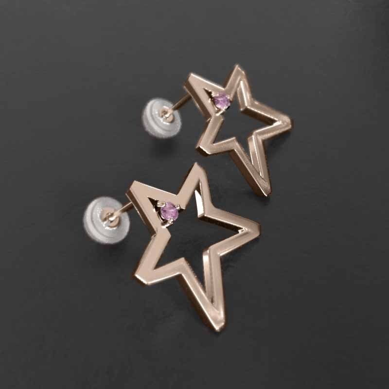 『1年保証』 k18ピンクゴールド 両耳 9月の ピンクサファイア 一粒 ピアス その他