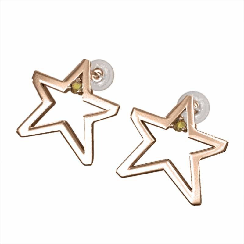 【正規品】 ペアピアス スター 1粒石 シトリン(黄水晶) k18ピンクゴールド その他
