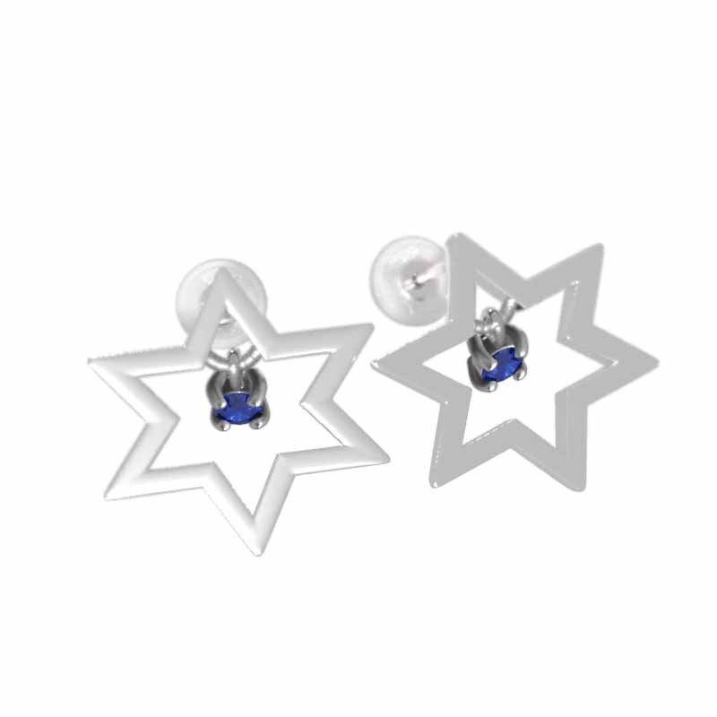 ★決算特価商品★ 一粒 ピアス ペア ヘキサグラム プラチナ 9月誕生石 サファイア サファイア