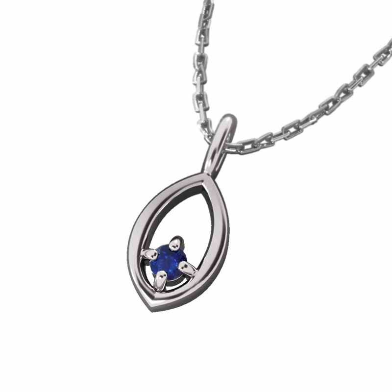 ー品販売 白金(プラチナ)900 ペンダント 9月の誕生石 一粒 ネックレス サファイア
