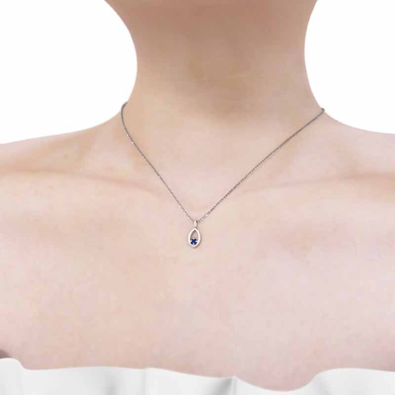 お歳暮 のし 白金(プラチナ)900 ペンダント ネックレス 一粒 9月の誕生石 サファイア