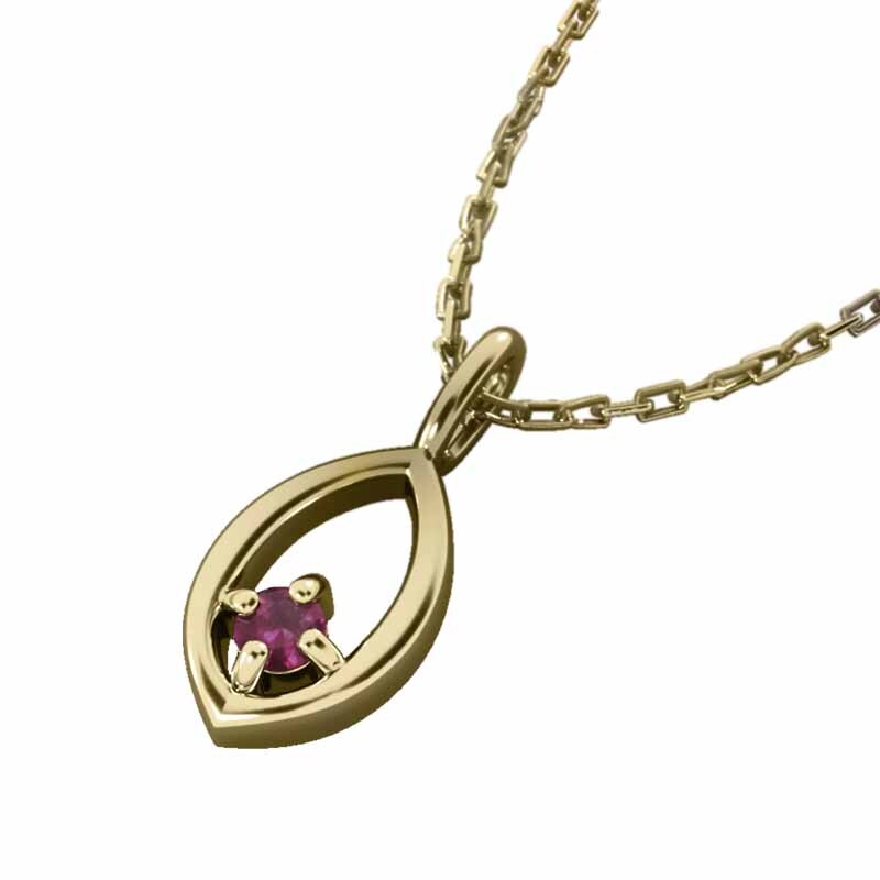 お気に入りの ジュエリー ネックレス 7月の イエローゴールドk18 ルビー 一粒 ゴールド