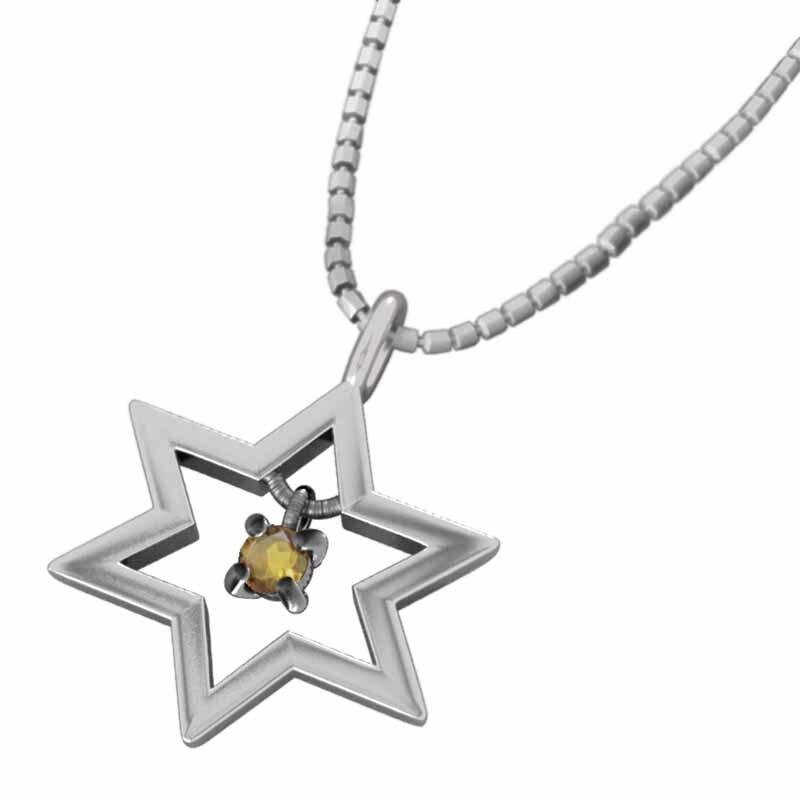  citrine ( yellow crystal ) pendant six . star 1 bead stone 11 month birthstone white gold k18 middle size 