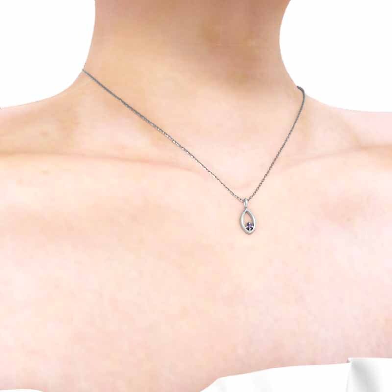 低価格の Pt900 ネックレス 1粒石 アメジスト(紫水晶) 中サイズ ペンダント アメジスト