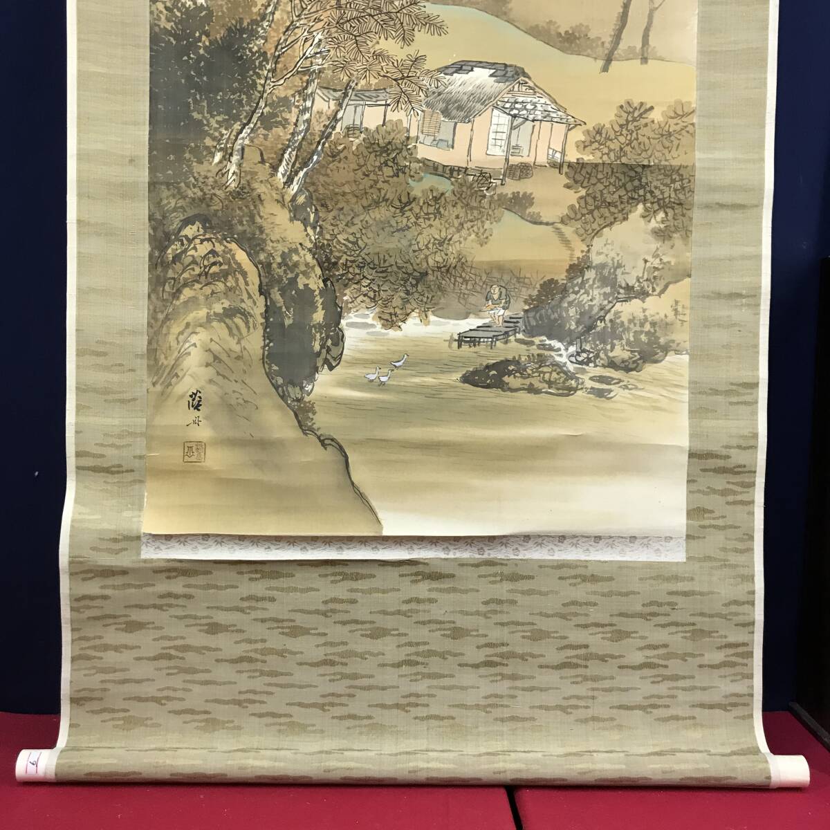 真作/団藍舟/山水図/秋山図/秋景山水図/秋山佳趣図/掛軸☆宝船☆AH-698 真作/団藍舟/山水図/秋山図/秋景山水図/秋山佳趣図/