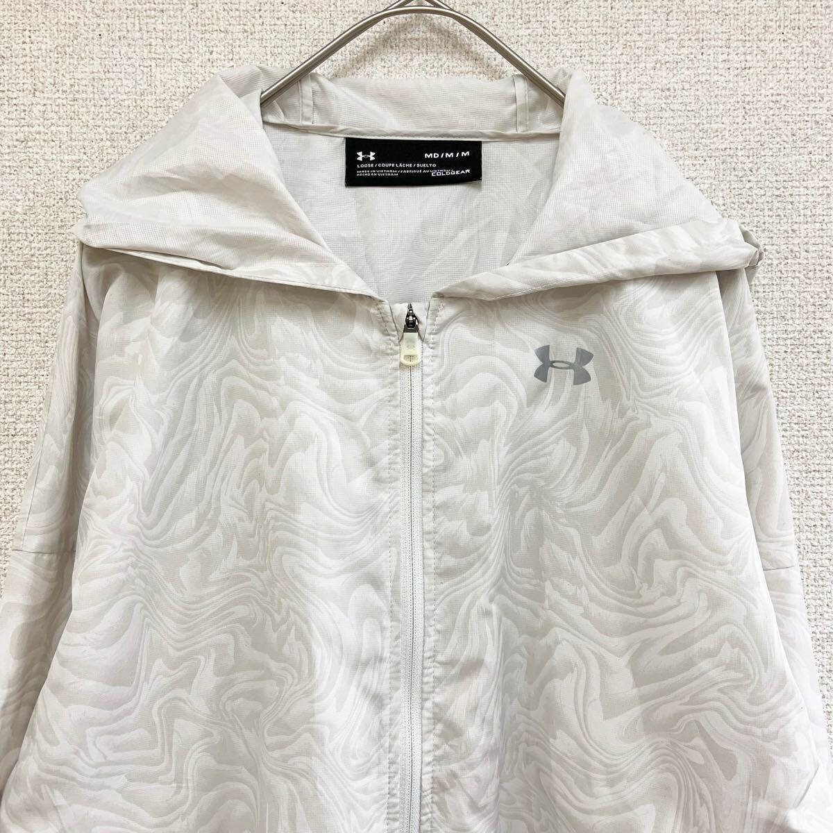 UNDER ARMOUR アンダーアーマー COLD GEAR ゴールドギア 薄手 ジップアップ ウィンドブレーカー レディース MDサイズ ホワイト_画像3