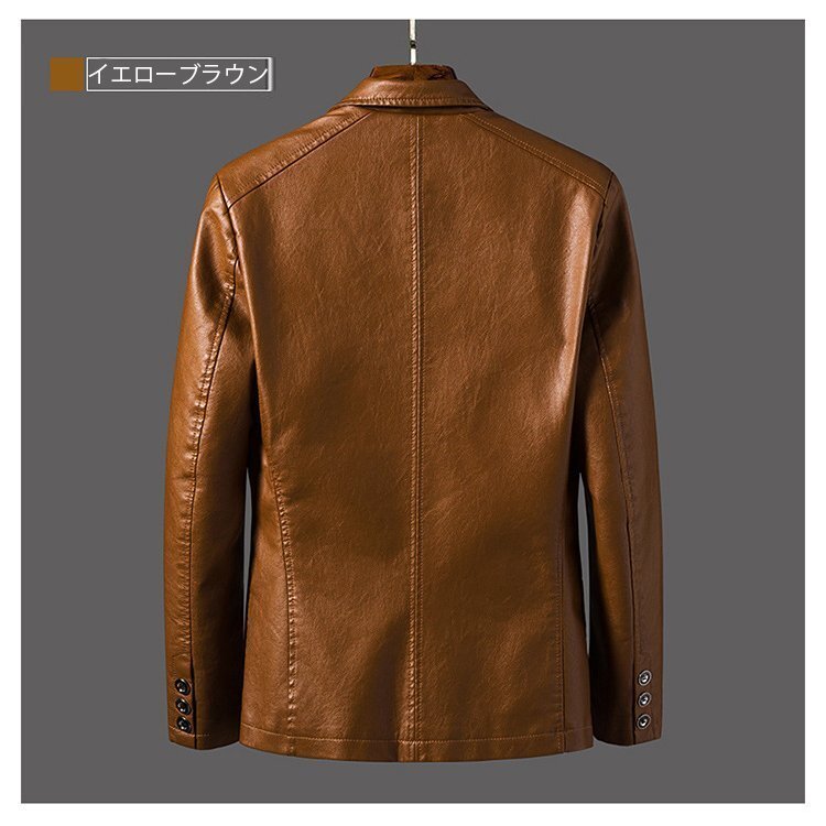 L yellow Brown tailored jacket leather jacket men's thin slim PU leather . manner leather jacket 