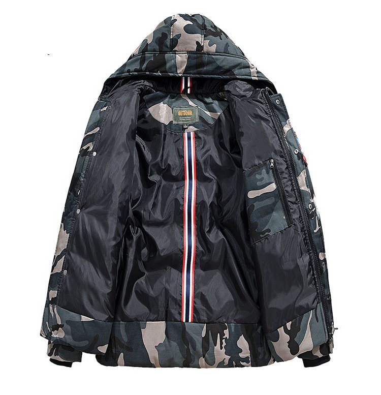 L gray cotton inside coat men's outer camouflage pattern color scheme volume neck heat insulation jacket 