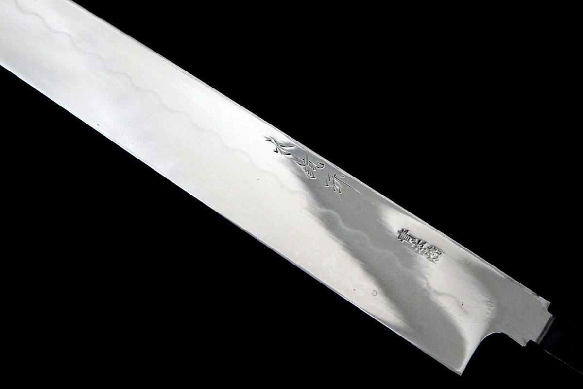 未使用品｜子の日 柳刃包丁 尺 青本焼 水鏡研 両鏡面 白鞘?外箱付 λA5318-2L2A