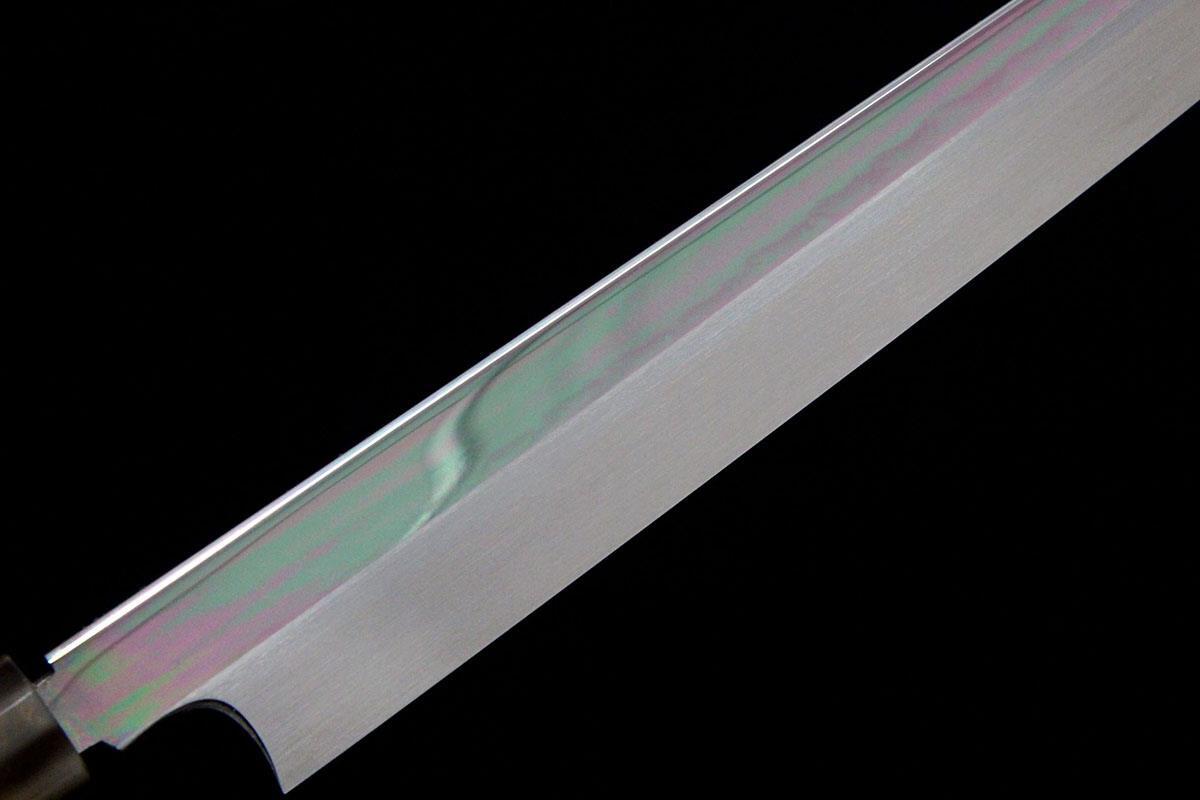 未使用品｜無銘 切付型柳刃包丁 九寸 水本焼 平鏡面 桐箱付 λA4937-2L4