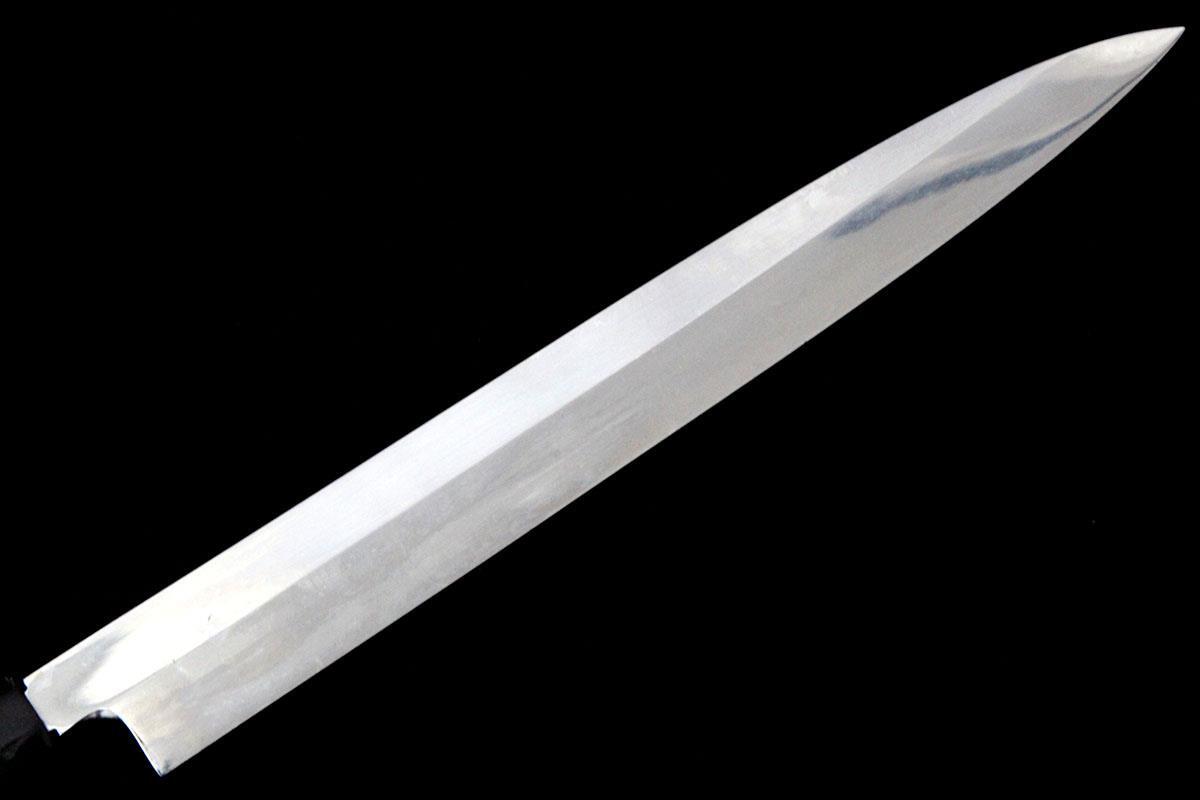 并品｜無銘 柳刃包丁 本焼 尺 黒檀半丸六角柄 白鞘付 KN02-A10286-2L3D