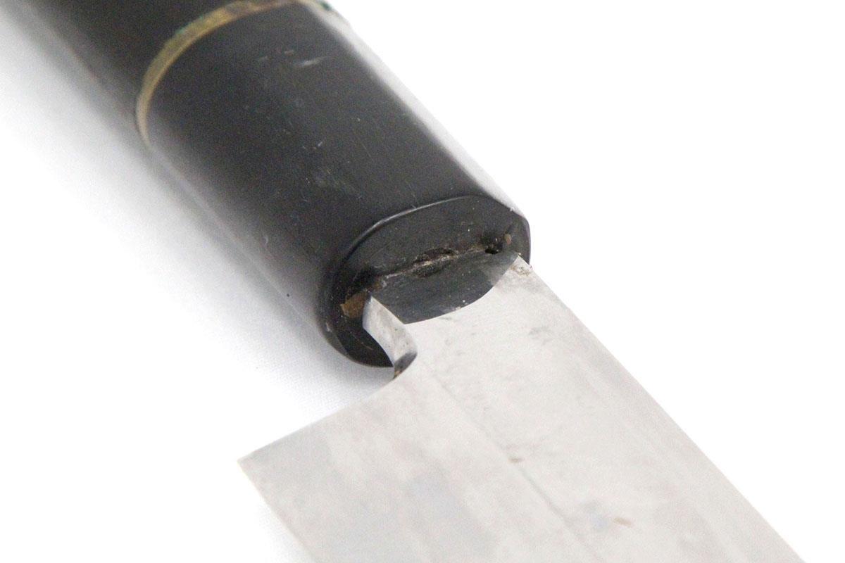 并品｜無銘 柳刃包丁 本焼 尺 黒檀半丸六角柄 白鞘付 KN02-A10286-2L3D