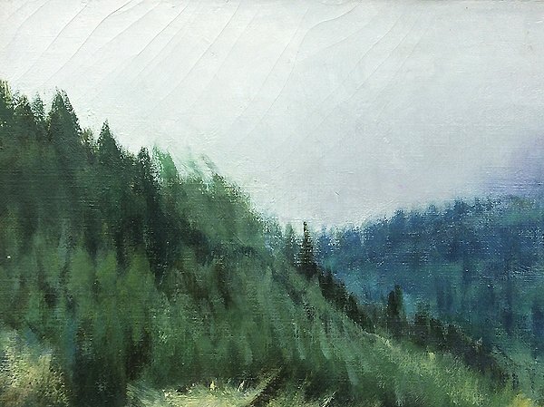 真作】絵画長谷部権次呂日本画8号妙高早春共シールT148