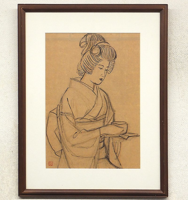 【GLC】伊東深水 「舞妓」 墨約10号 芸術院会員 美人画巨匠 ◆卓越描写力・逸品!