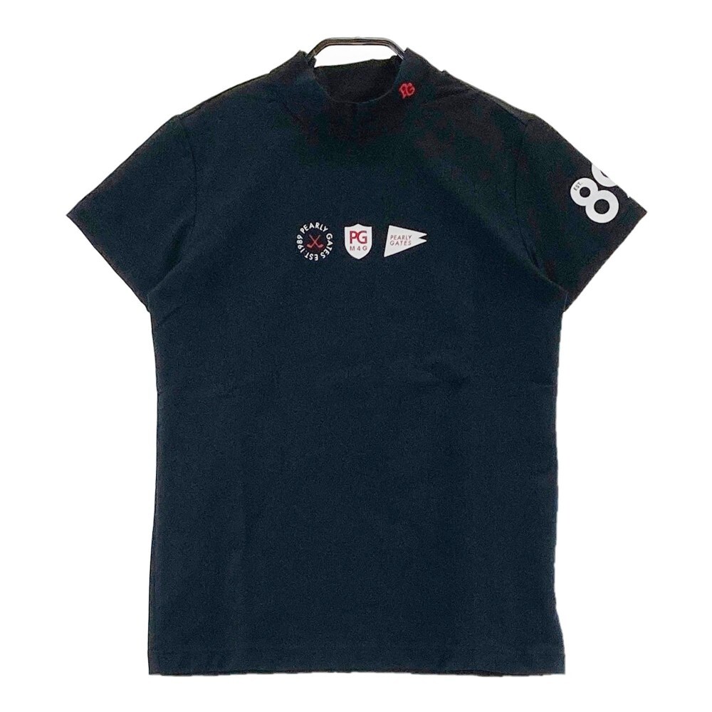 PEARLY GATES パーリーゲイツ 2023年モデル ハイネック 半袖Tシャツ バックライン ネイビー系 1 [240101302421] ゴルフウェア レディース