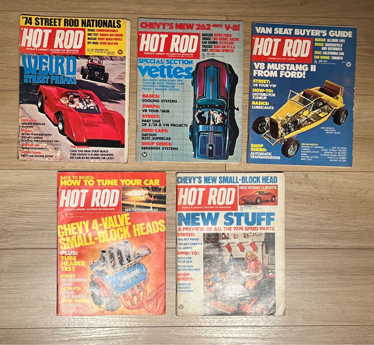 【ビンテージ】ホットロッドマガジン 1970年代雑誌 5冊まとめ売り アメ車 マッスルカー シボレー フォード Hot Rod 洋書