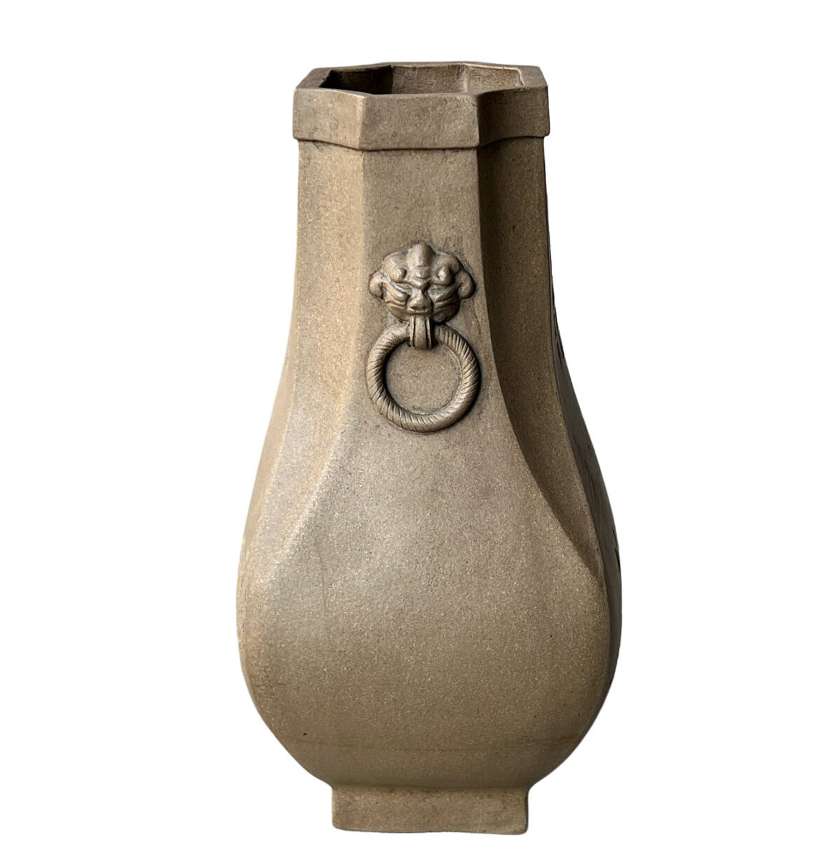 中国　紫砂　朱泥　木に鳥形　花瓶　掛花生　在銘　M　R1983 中国 紫砂 朱泥 木に鳥形 花瓶 掛花生 在銘 M R1983