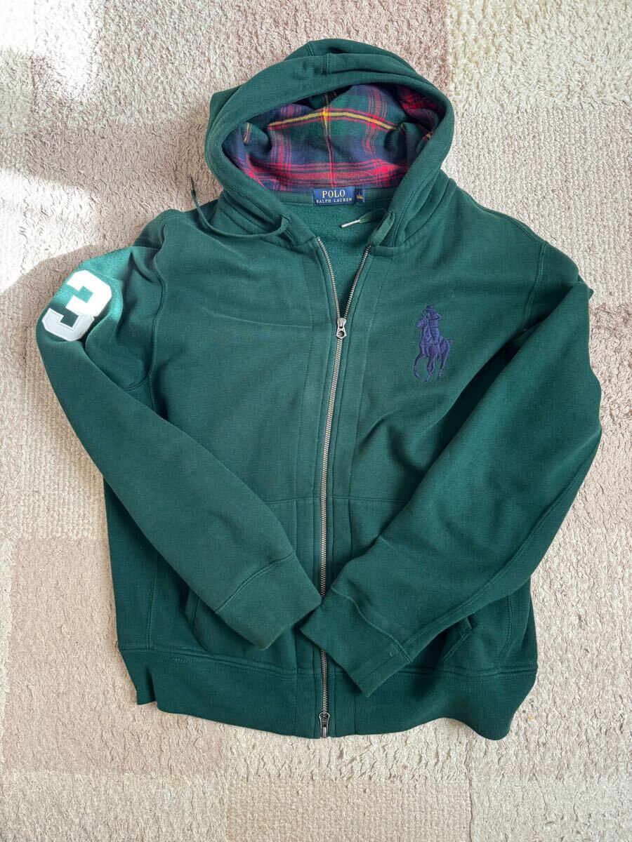 RALPH LAUREN ラルフローレン パーカー ジップアップ ビッグポニー　サイズＬ　グリーン