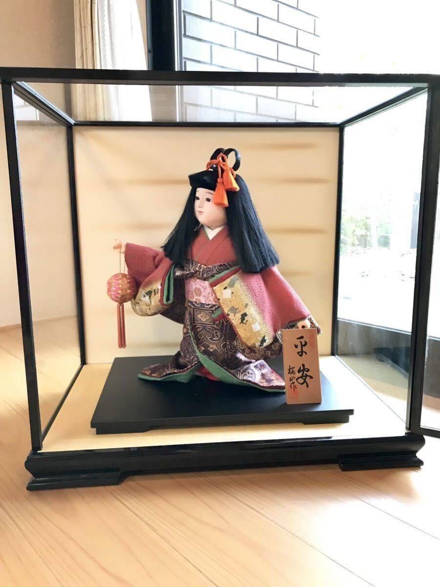 即決 市松人形 作家物 手作り 京人形 日本製 縮緬◆ガラスケース 人形 ひな祭り 出産祝 希少 アンティーク Japanese doll