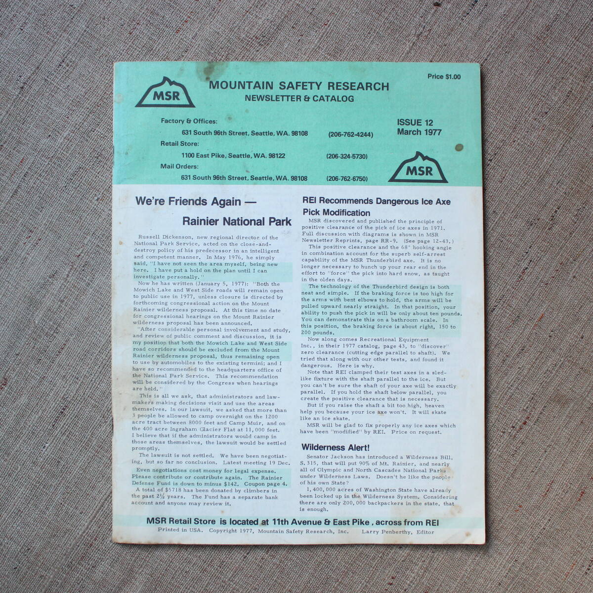 レア 1977年 ヴィンテージ MSRカタログ USAアメリカ Catalog レア 1977年 ヴィンテージ MSRカタログ USAアメリカ Catalog