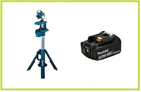 マキタ 14.4V/18V対応 充電式タワーライト ML814+バッテリ(BL1830B)[3.0Ah] [充電器別売]【上から照らすタワー型】