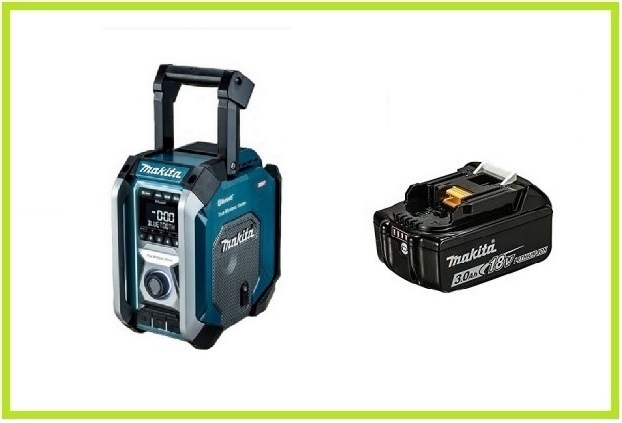 マキタ 充電式ラジオ MR005GZ(青)+バッテリ(BL1830B) [充電器別売]【40Vmax/18V/14.4V/10.8V/AC100V対応】