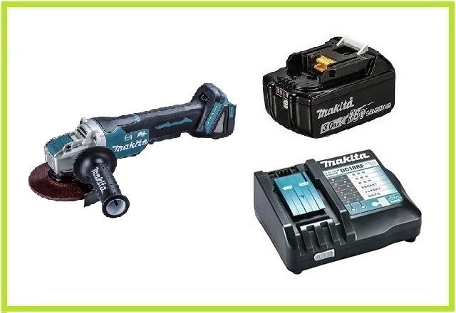 マキタ 18V 充電式ディスクグラインダ GA520DZ+充電器(DC18RF)[USB端子付]+バッテリ(BL1830B)[3.0Ah]【日本国内・純正品・新品】