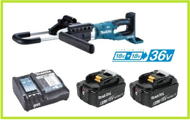 マキタ 18V 充電式アースオーガ DG461DZ+充電器(DC18RF)[USB端子付]+バッテリ(BL1860B)×2 【18V+18V=36V・オーガビット直付け仕様】