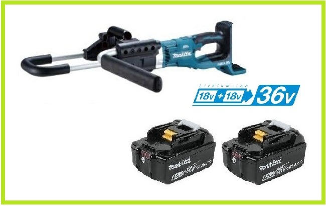 マキタ 18V 充電式アースオーガ DG461DZ+バッテリ(BL1860B)[6.0Ah]×2 [充電器別売]【18V+18V=36V・オーガビット直付け仕様】