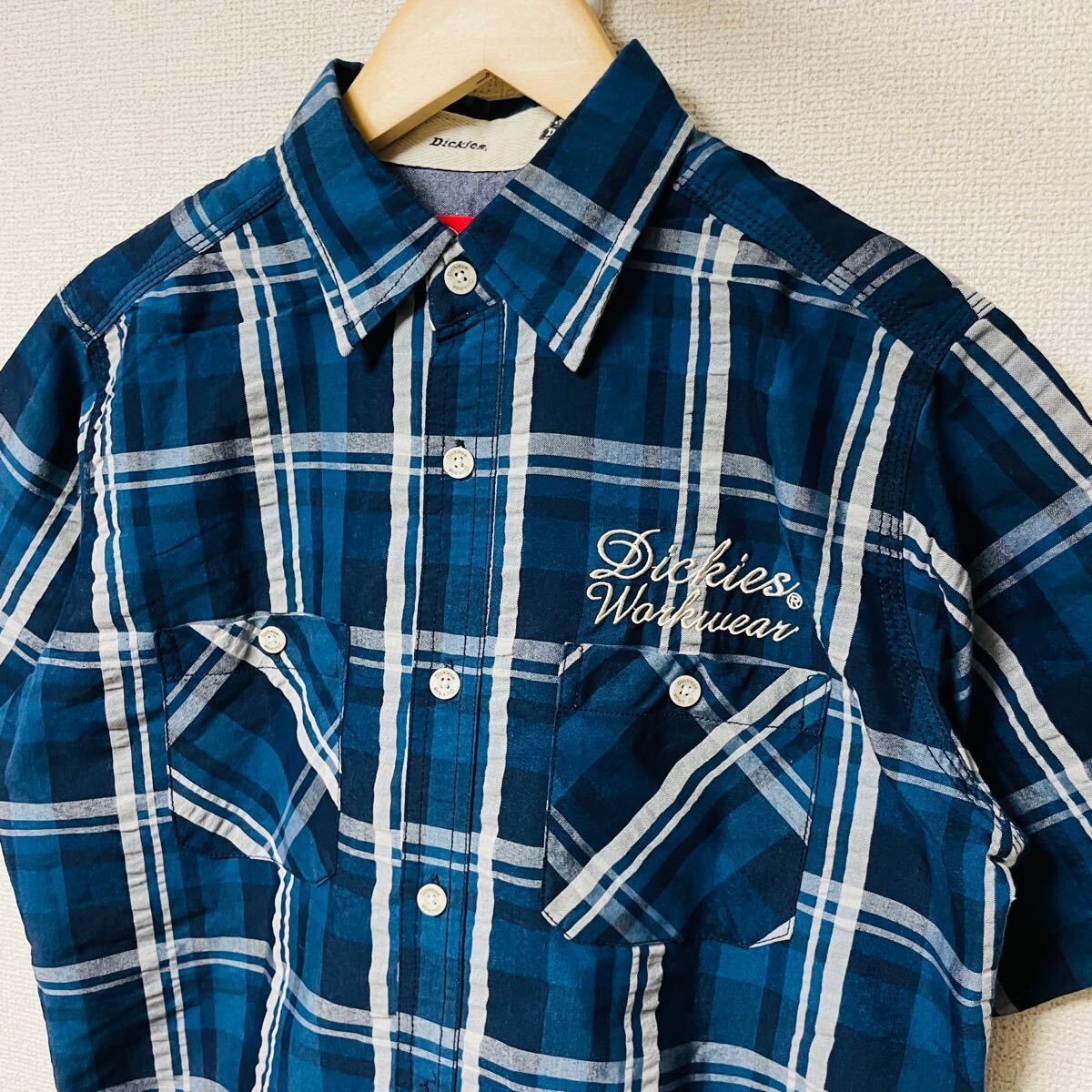 Dickies ディッキーズ　シャツ　半袖　チェック柄　美品　 ボタンダウン　メンズ　M