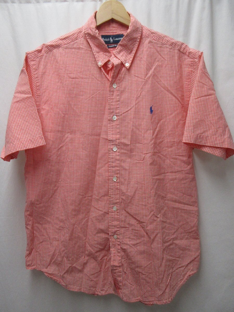 1000円～ラルフローレン RALPH LAUREN ギンガムチェック 半袖 シャツ サイズL