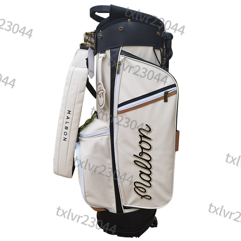 SALE MALBON/ゴルフバッグ キャディーバックwhite スタンドバッ PU レザー,9型，4.0kg,●TV008
