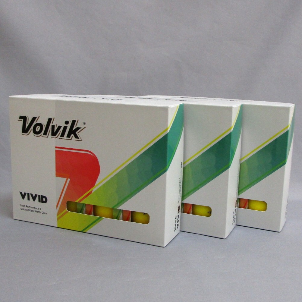 Volvik VIVID イエロー 3箱 36球 2024年 US直輸入品 ボルビック ヴォルヴィック ビビッド ヴィヴィッド ゴルフボール 3ピース マットカラー