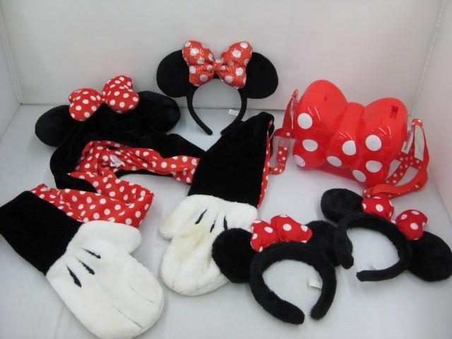 【同梱可】中古品 ディズニー ミニーマウス ファンキャップ カチューシャ ポップコーンバケット グッズセット