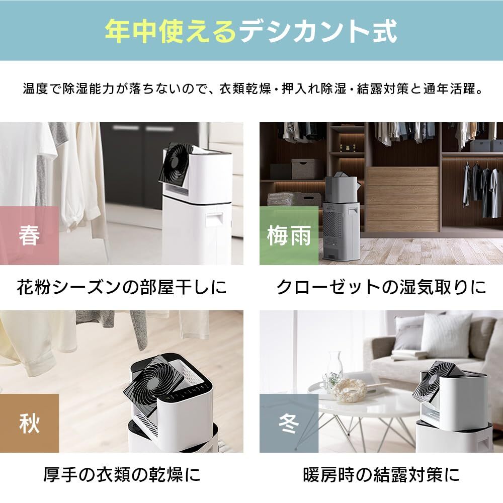 除濕機 衣類干燥 デシカント式 13畳 サーキュレーター付き 除濕器 除濕量 5L タイマー付き ホワイト×ブラッぬ?