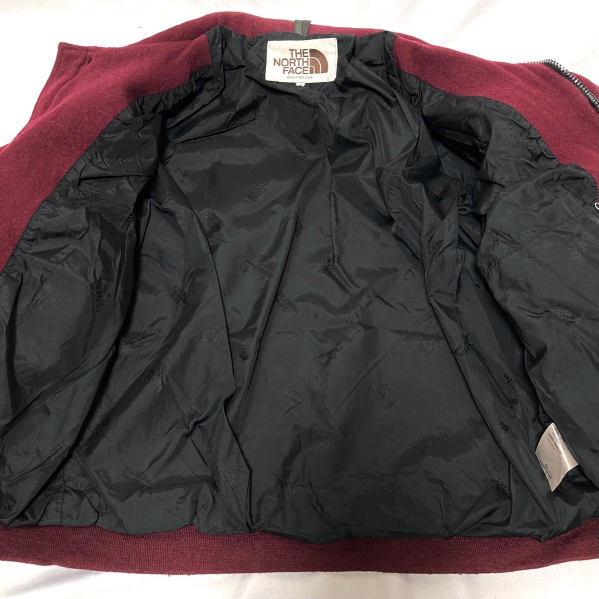 80s USA制 vintage THE NORTH FACE ノースフェイス 茶タグ アメリカ制 ジップアップ ウール ジャケット L位 ボルドー ビンテージ
