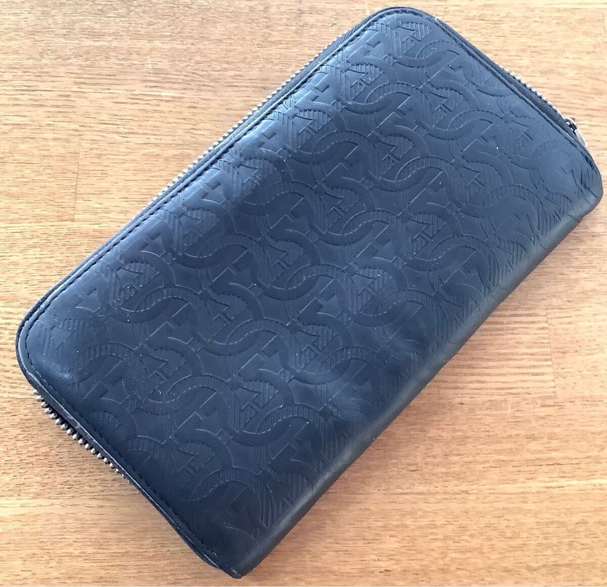 Salvatore Ferragamo サルヴァトーレフェラガモ ラウンドジップ 長財布 ブラック 黒 ウォレット 札入れ 小銭入れ レザー メンズ ジャンク