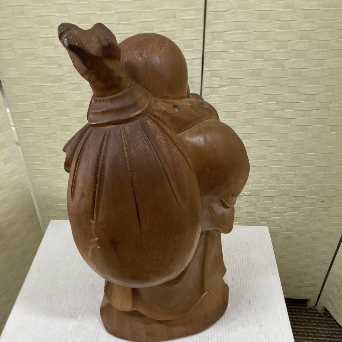 七福神 布袋様 木彫り 置物 アンティーク 高さ約60cm 縁起物 七福神 布袋様 木彫り 置物 アンティーク 高さ約60cm 縁起物