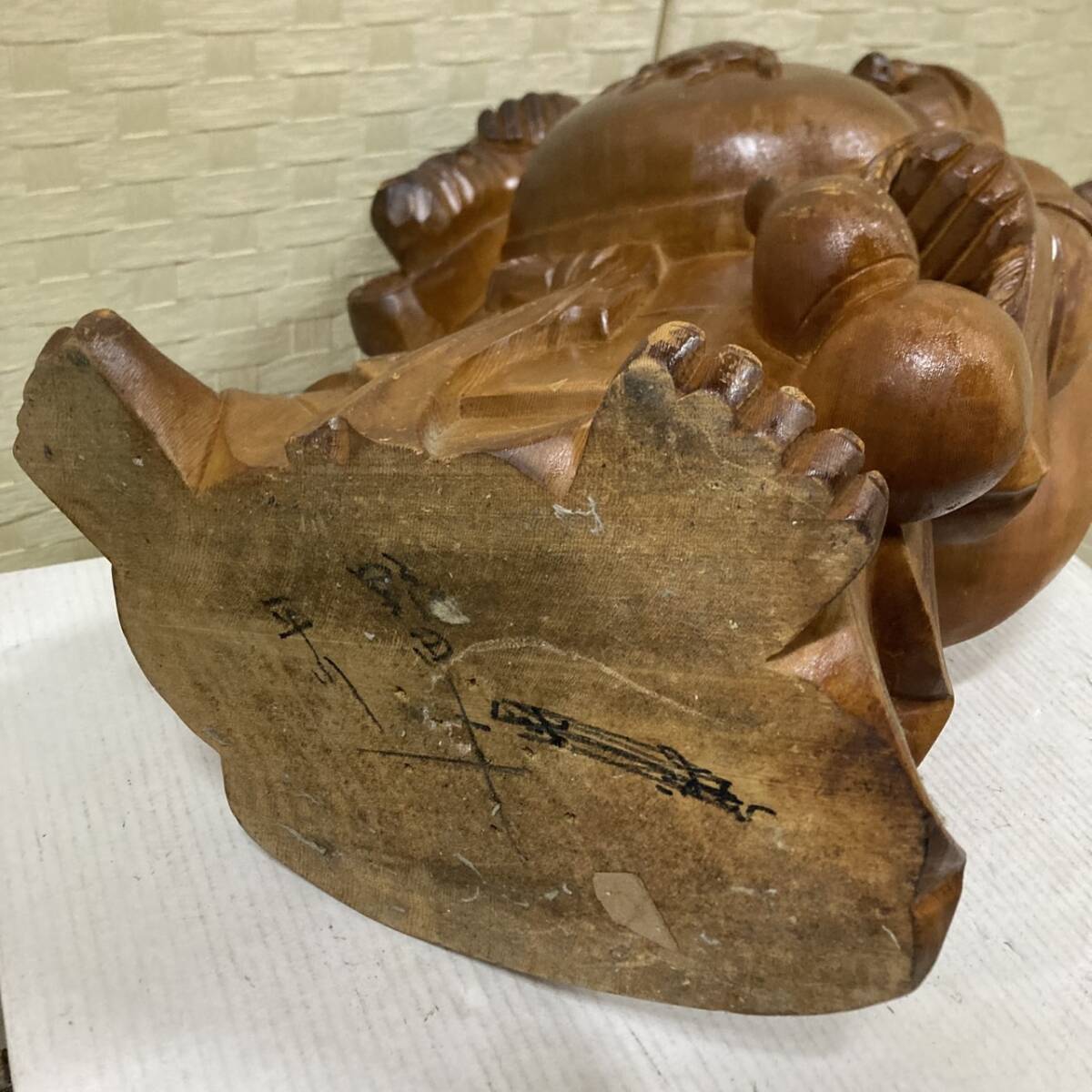 七福神 布袋様 木彫り 置物 アンティーク 高さ約60cm 縁起物 七福神 布袋様 木彫り 置物 アンティーク 高さ約60cm 縁起物