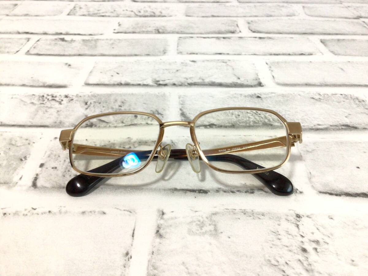 X544 grande dame/グランダム　眼鏡/メガネ　50口17-140 ゴールド　C-1 ブラウン　チタン　シンプルデザイン　宮本眼鏡　現状品_画像2