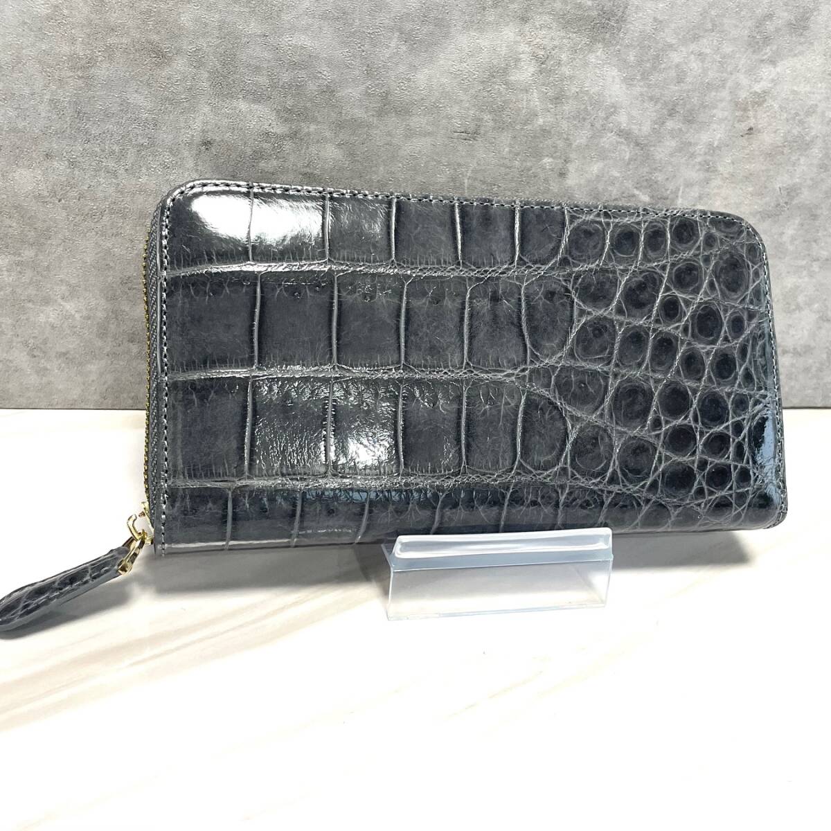 クロコダイル財布 メンズ長財布 シャイニング シルバーグレー クロコダイル財布 メンズ長財布 シャイニング シルバーグレー