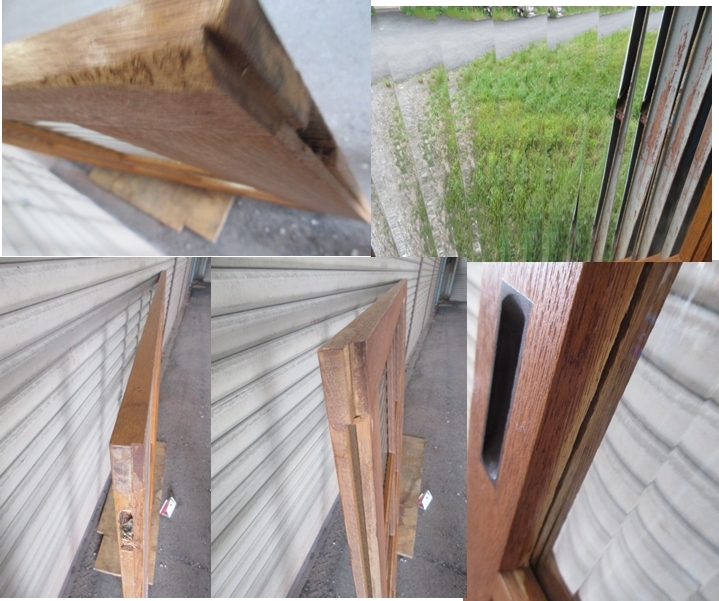 超特価SALE開催! 湖華】昭和レトロ建具 ラワン材モールガラス戸2点/検)モダン 建具