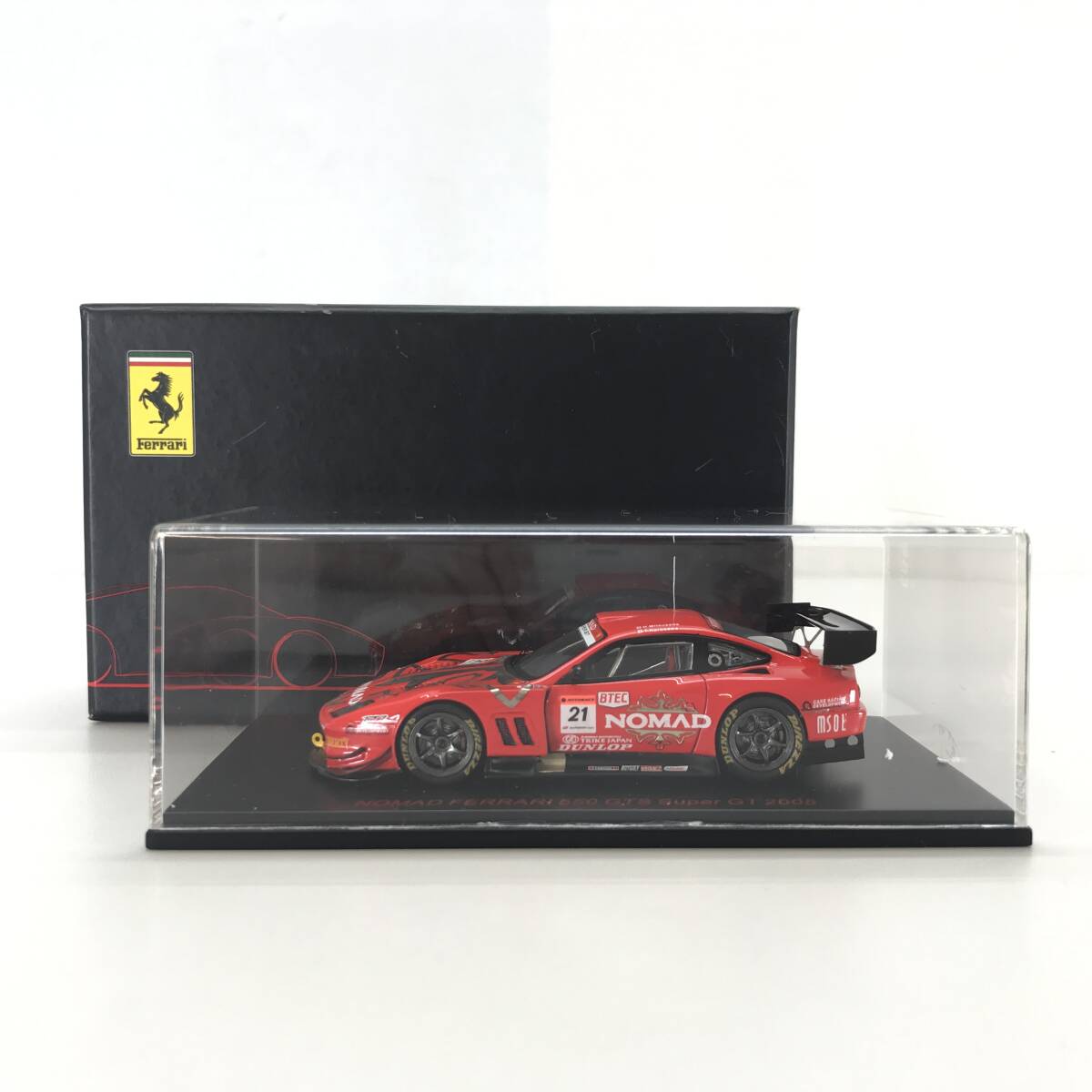 ☆中古品☆ EBBRO Red Line models ミニカー 1/43 NOMAD FERRARI 550 GTS MARANELLO SUPER GT 500 ’05 DUNLOP #21レッド×シルバー[43743]