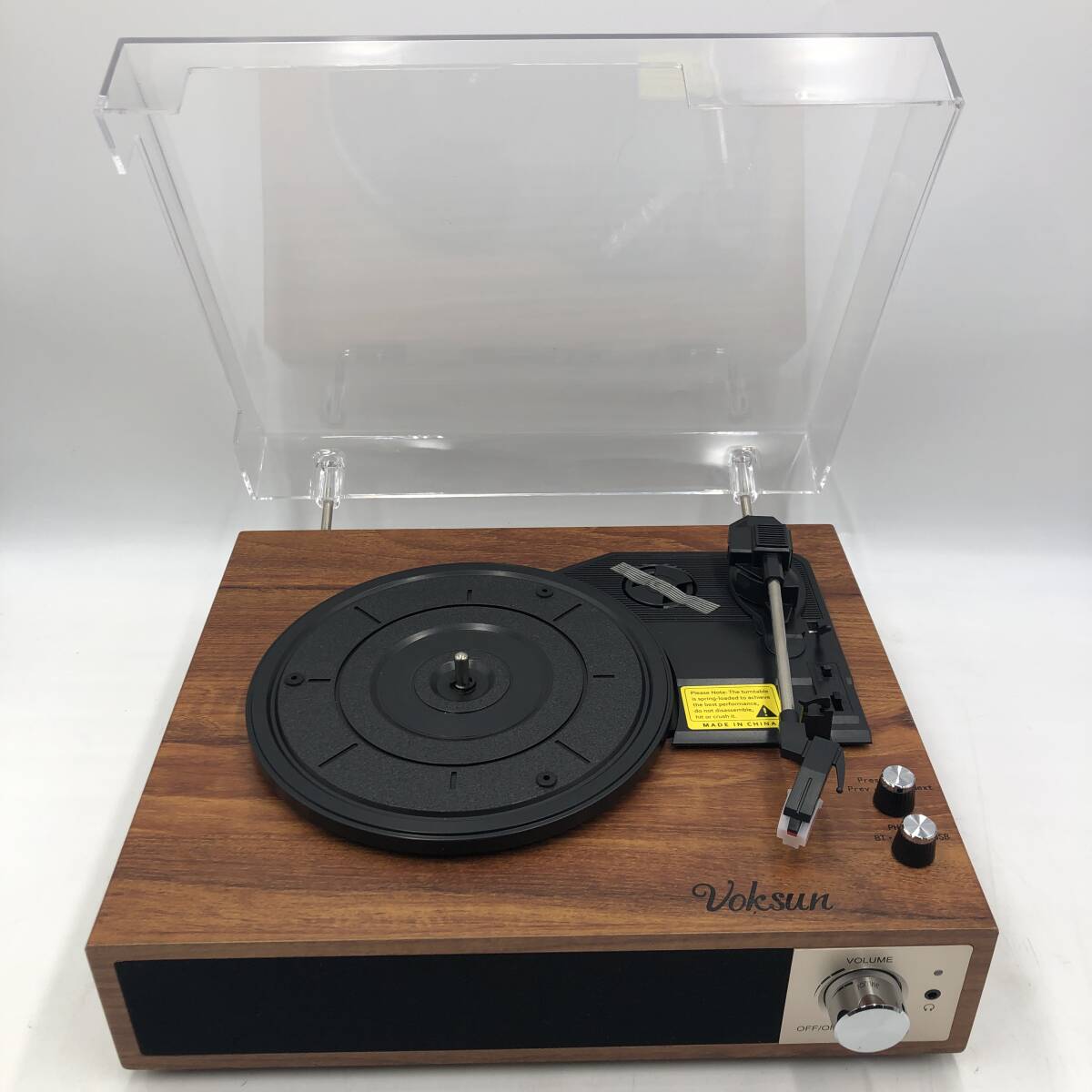 通電確認済】レコードプレーヤー VOKSUN レトロデザイン 木目調 通電確認済】レコードプレーヤー VOKSUN レトロデザイン 木目調