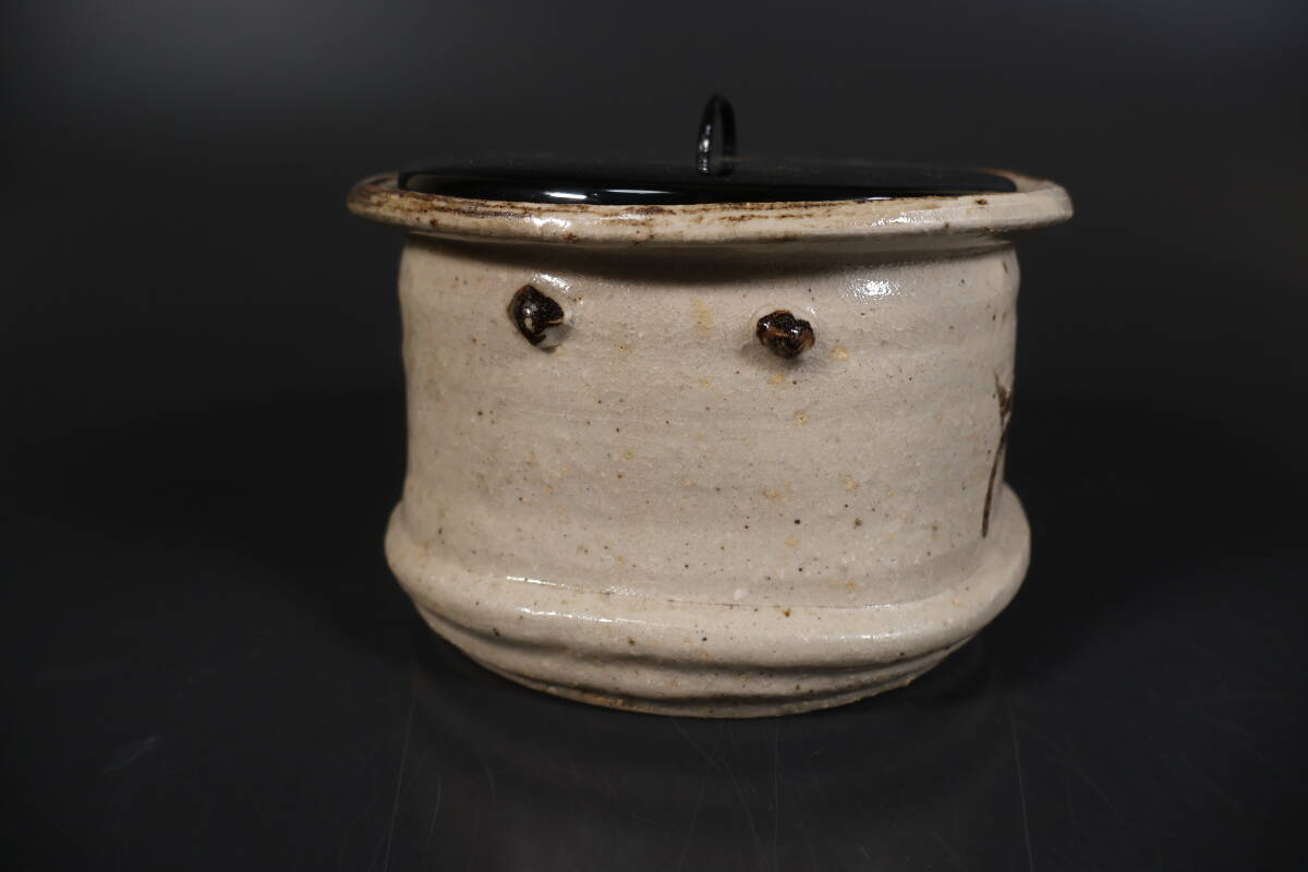 和】(A1009) 作家物 北大路魯山人 絵瀬戸水指 共箱 ロ在銘 共