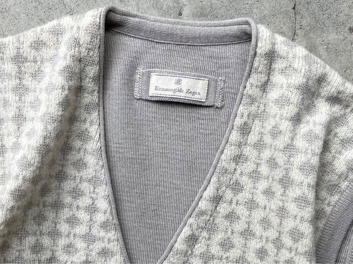 新品同様 イタリア製 Ermenegildo Zegna モヘア混 シェットランド ウールニットベスト 48/Ⅲ エルメネジルドゼニア メンズ セーター