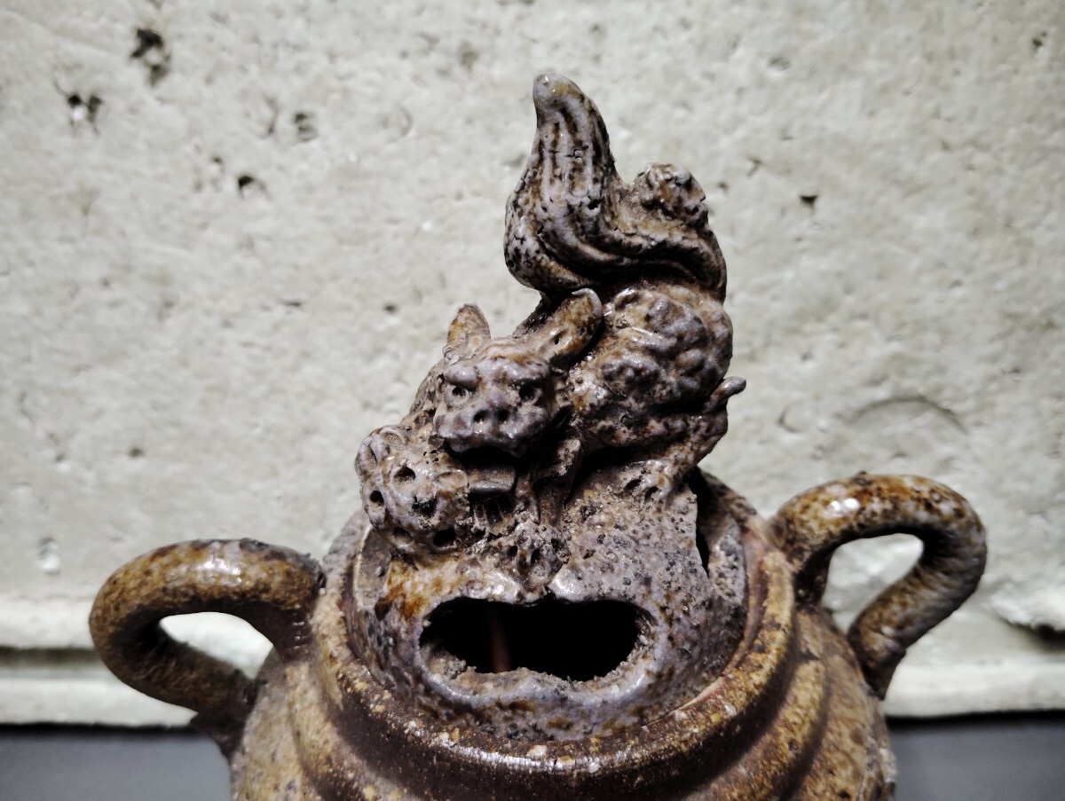 古玩　備前　香爐　古備前　古い　獅子　狛犬　