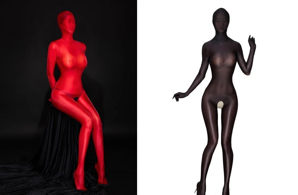 5色 メタリック 全身 タイツ ボディスーツ バックジッパー コスプレ フェチ BDSM 光沢 クロッチ 股あき レオタード Q220